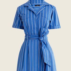 J. CREW Patch-pocket cotton poplin shirtdress in stripe midi